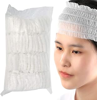 Steppiano 100枚 使い捨てヘアバンド ヘアキャップ ディスポキャップ 不織布 ヘアキャップ ディスポキャップ 使い切り まとめ髪 ディスポ ヘア 髪 髪の毛 バンド キャップ ターバン 化粧 メイク レディース 業務用 62X11CM