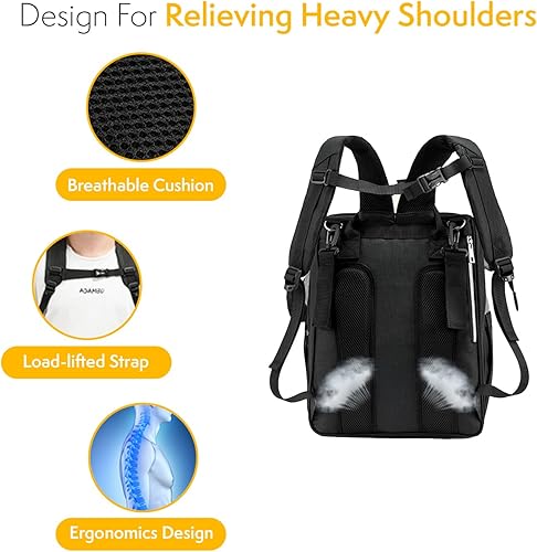 Miniatura 7 de Mochila para pañales para bebé con cambiador, almohadilla de extensión, artículos esenciales para bebés, cambiador, Blak, Mochila de pañales