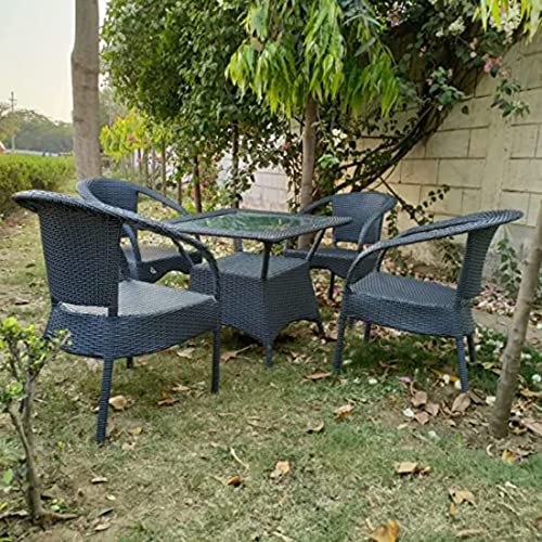 Image of D-8 Indoor Outdoor Living Room Balcony Garden Chair Table Set 4 Chair + 1 Table Furniture Set| Coffee Chair Table Set| Powder Coated|(Grey)