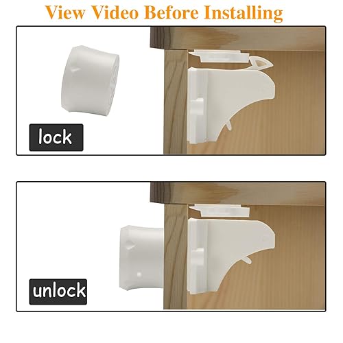 Miniatura 4 de Vmaisi Cerraduras magnéticas adhesivas para gabinete para bebés (8 cerraduras y 2 llaves)