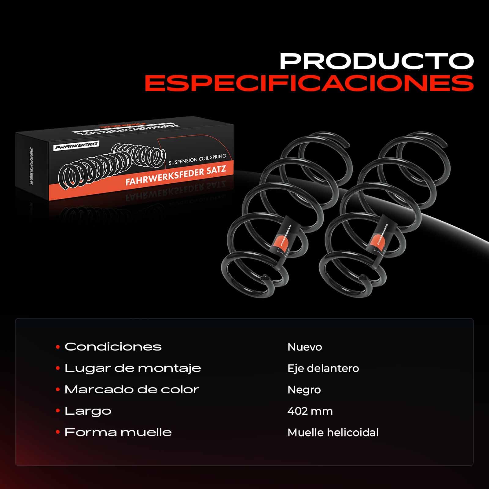 Frankberg 2 muelles de suspensión para eje delantero 5002TQ RA3359 | Compatible con: 3008 MPV 0U ,5.008E3 0E 0U