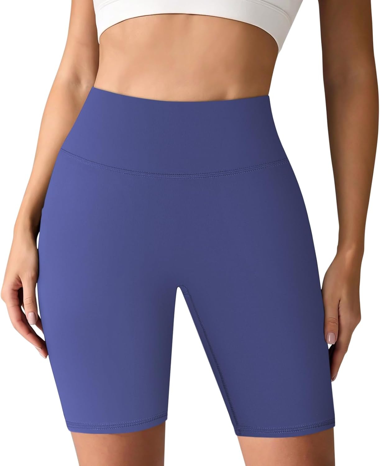 Women's High Waisted Compression Biker Shorts 8", Buttery Soft Spandex Workout Yoga Shorts Athletic Running Gym - Image 2