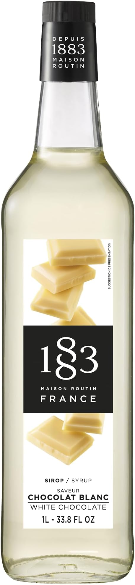 Premium White Chocolate Syrup - Flavoured Coffee Syrup, Hot Chocolate, Cocktails & Baking – Sugar Alternative, Vegan-Friendly, Allergen-Free, No Preservatives – 1L Glass Bottle