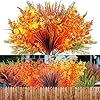 20 Bundles Artificial Fall Flowers Fake Autumn Plants for Thanksgiving Outdoor UV Resistant No Fade Faux Plastic Plants Garden Porch Window Box Decorating