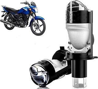 Auto Pearl H4 LED Projector Lens Motorcycle Headlight Bulbs 12V 8000LM Bulb H4 CSP Chip High/Low Beam, 45W-55W Canbus Turbo, 6000K White Light compatible with Samurai (Pack of 1)