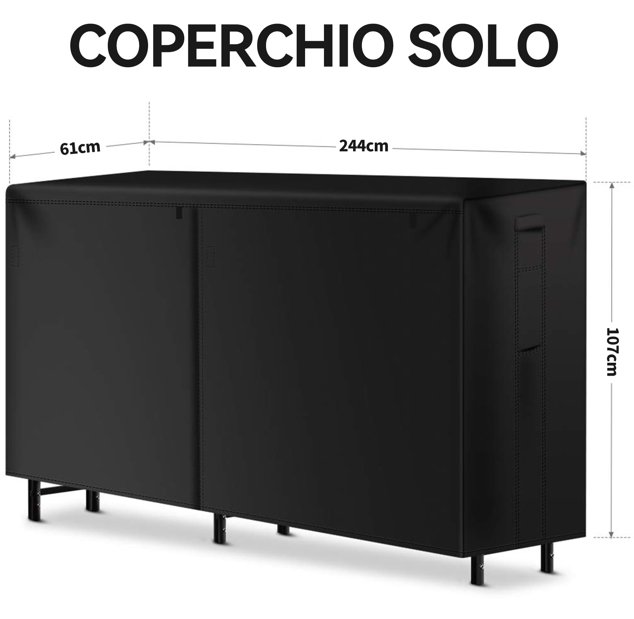 Amagabeli 244cmx61cmx107cm Copertura per legna da ardere da per legna da ardere Copertura per legna da ardere in tessuto Oxford resistente alle intemperie 600D per esterni con copertura in PVC nero