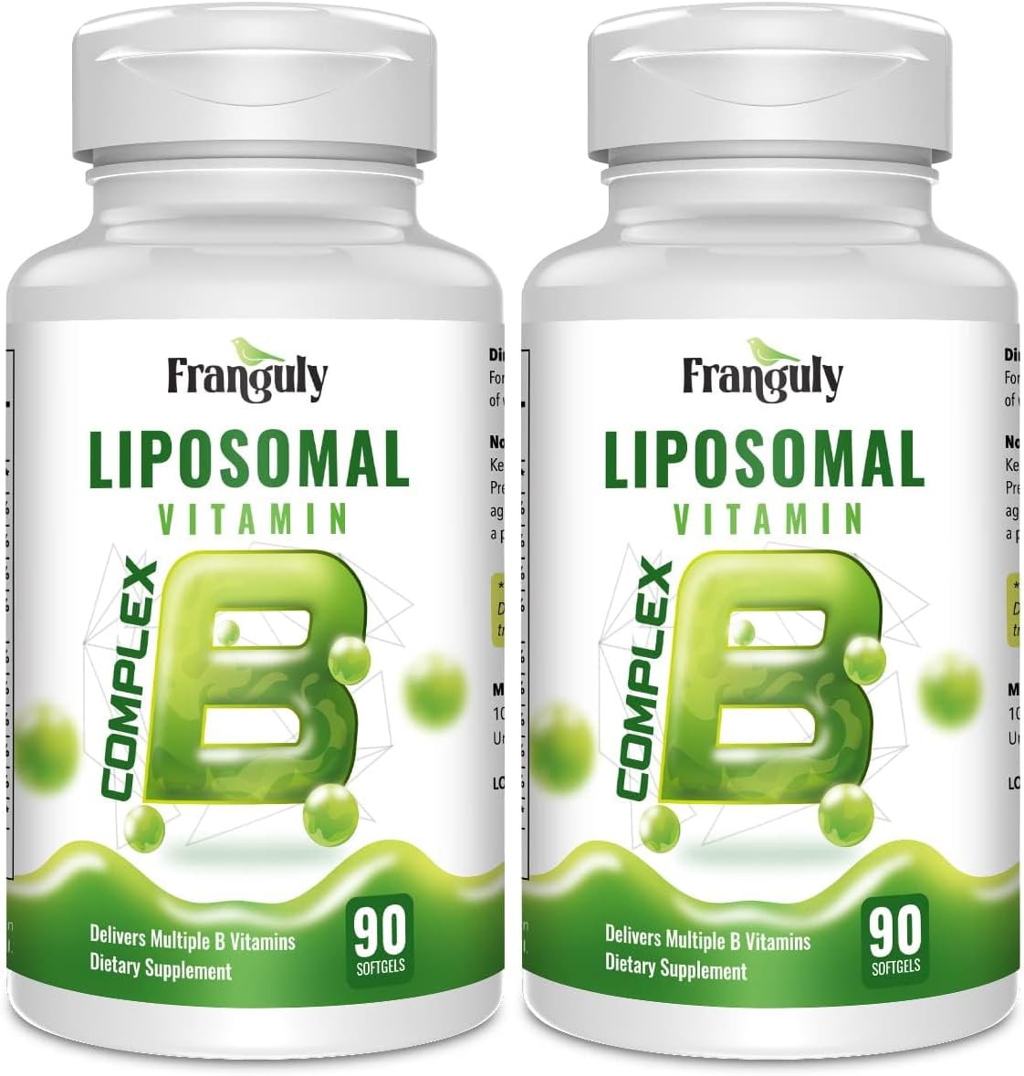 Liposomal B Complex for High Absorption Methylated B12,L-Methyfolate(5-MTHF ),Full Active B Vitamins with Choline Inositol-Energy, Metabolism,Brain & Heart Support，Vegan, Non-GMO,3 Month Supply