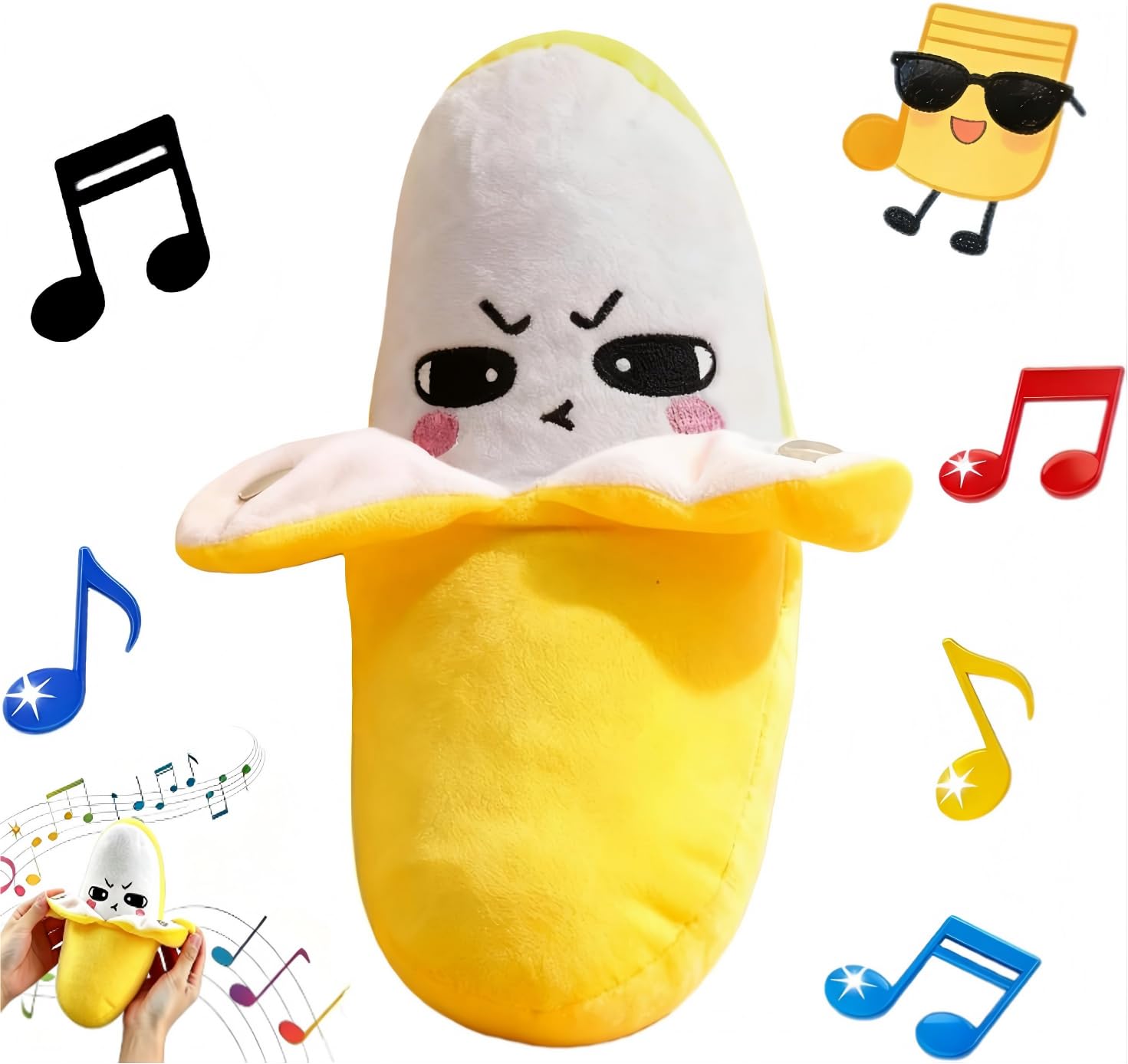 Scratch Art Banana Interactive Music Plush Toy,for Kids Adults，Interactive Sensor Music Doll,Sensory Activity Learning Educational Kid Toy,Fun Musical Sensory Toy for Christmas Birthday Gifts