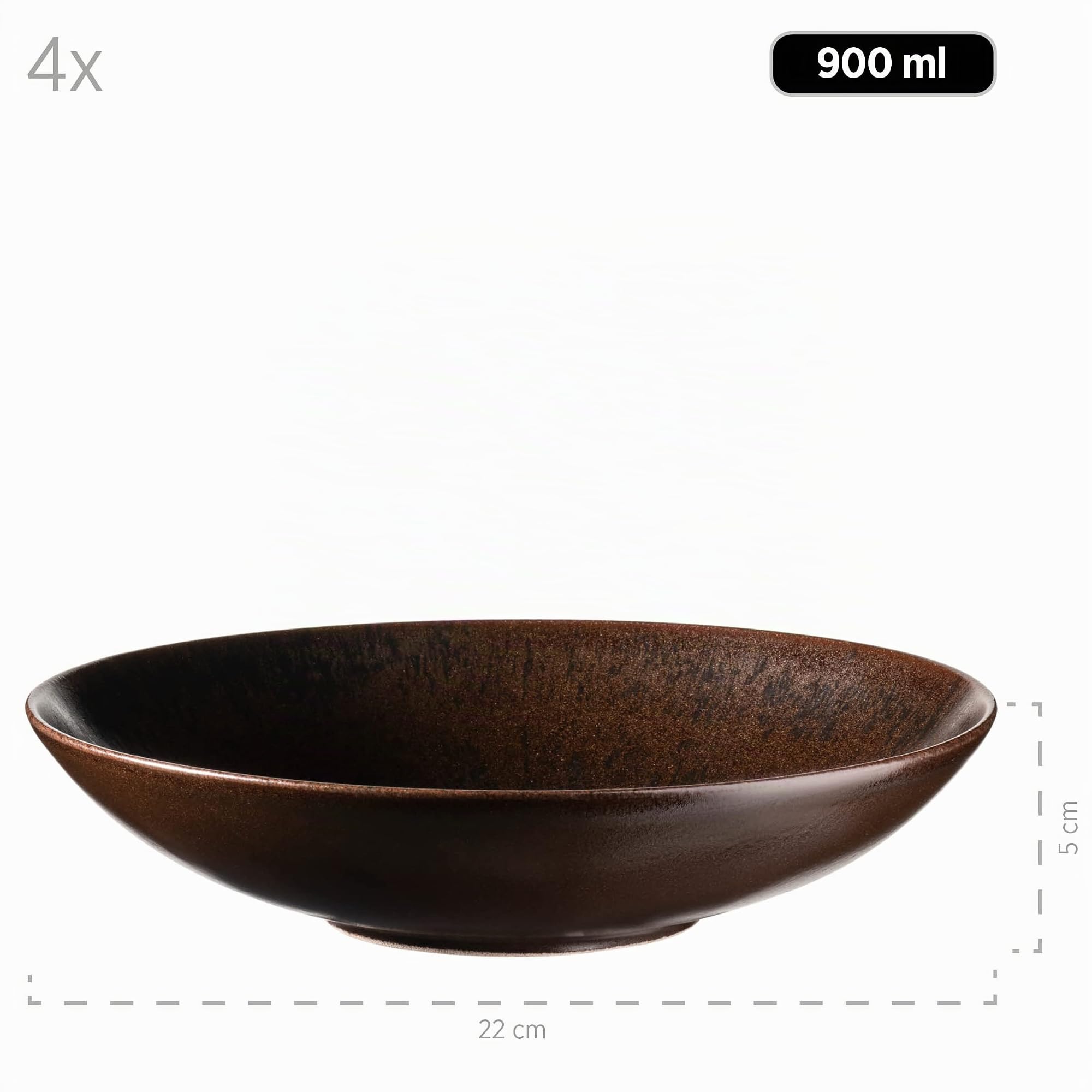 MÄSER Servizio da tavola in bronzo metallizzato, 12 pezzi, per 4 persone, con elegante smalto lucido, set di piatti con piatti piani, piatti fondi e piatti da dessert in ceramica di alta qualità,
