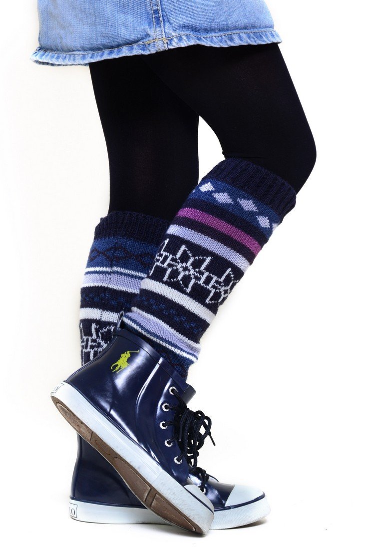 YELETE Fashion Mic Kid's Fun and Cute Legwarmers - Holiday (kids one size, navy)