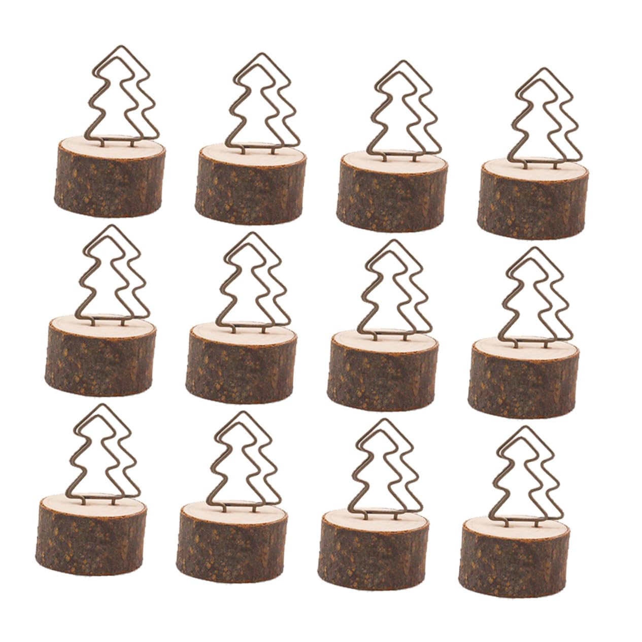 SHOWERORO 24pezzi Clip Legno Retro Forma Di Albero Con Base Per Foto e Memo Supporti Per Matrimoni Feste e Decorazioni Per Ufficio