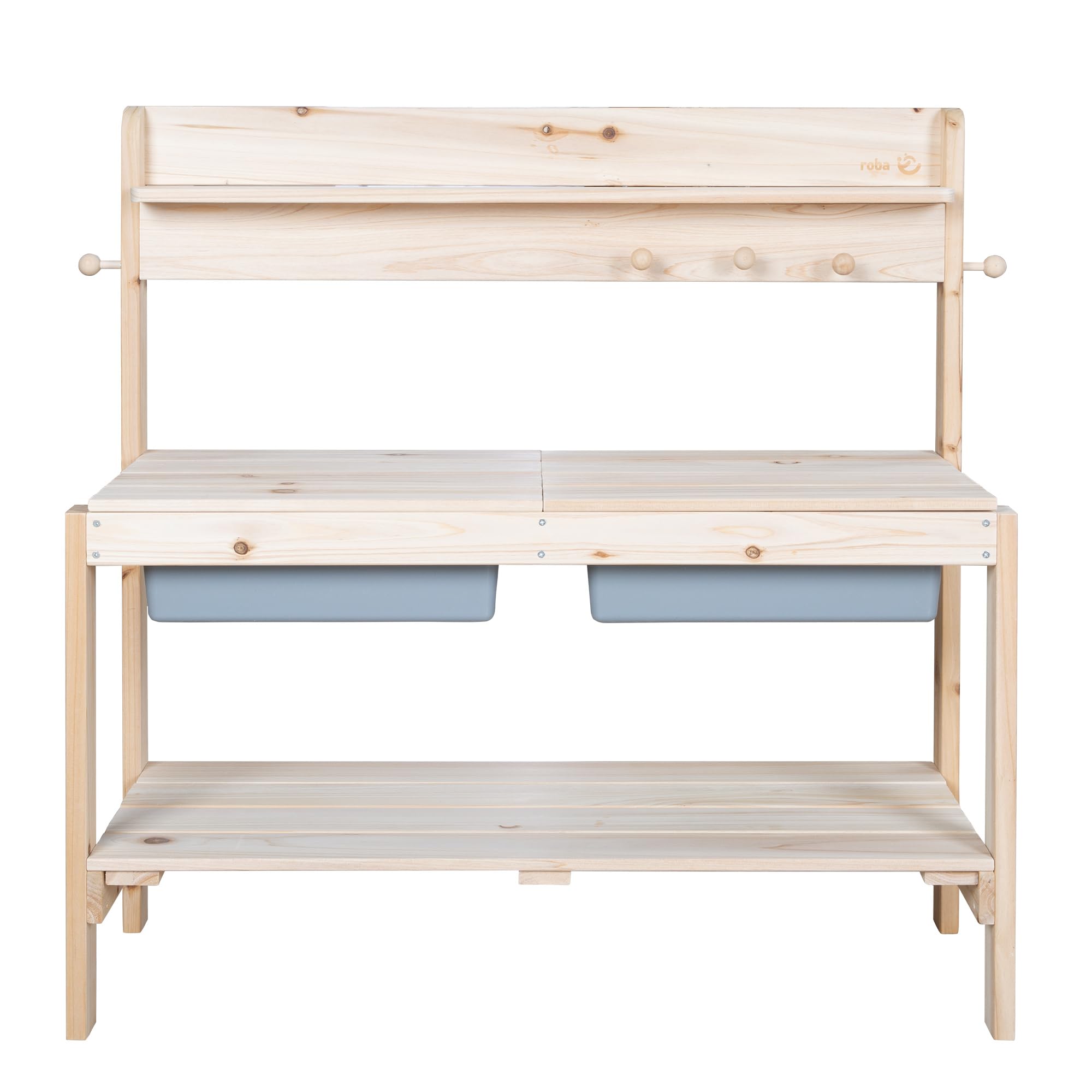 roba Kinder Outdoor+ Gartenküche "Fun" - Holz - Matschküche mit Abnehmbarer Abdeckung - Natur