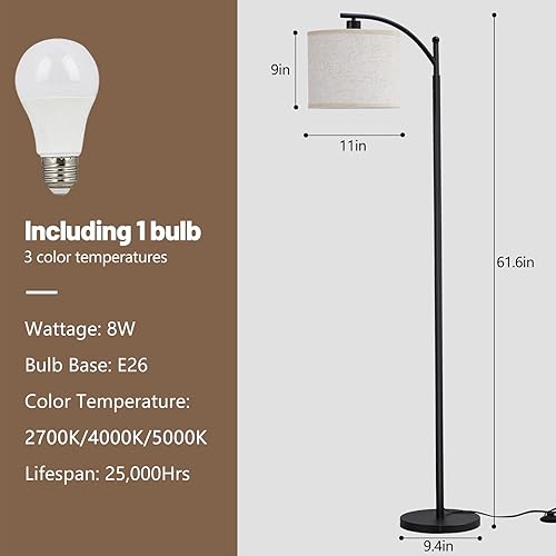 Miniatura 3 de SANGFOR Lámpara de pie para sala de estar con 3 temperaturas de color, lámpara de pie LED para dormitorio, lámpara de pie bohemia para oficina,