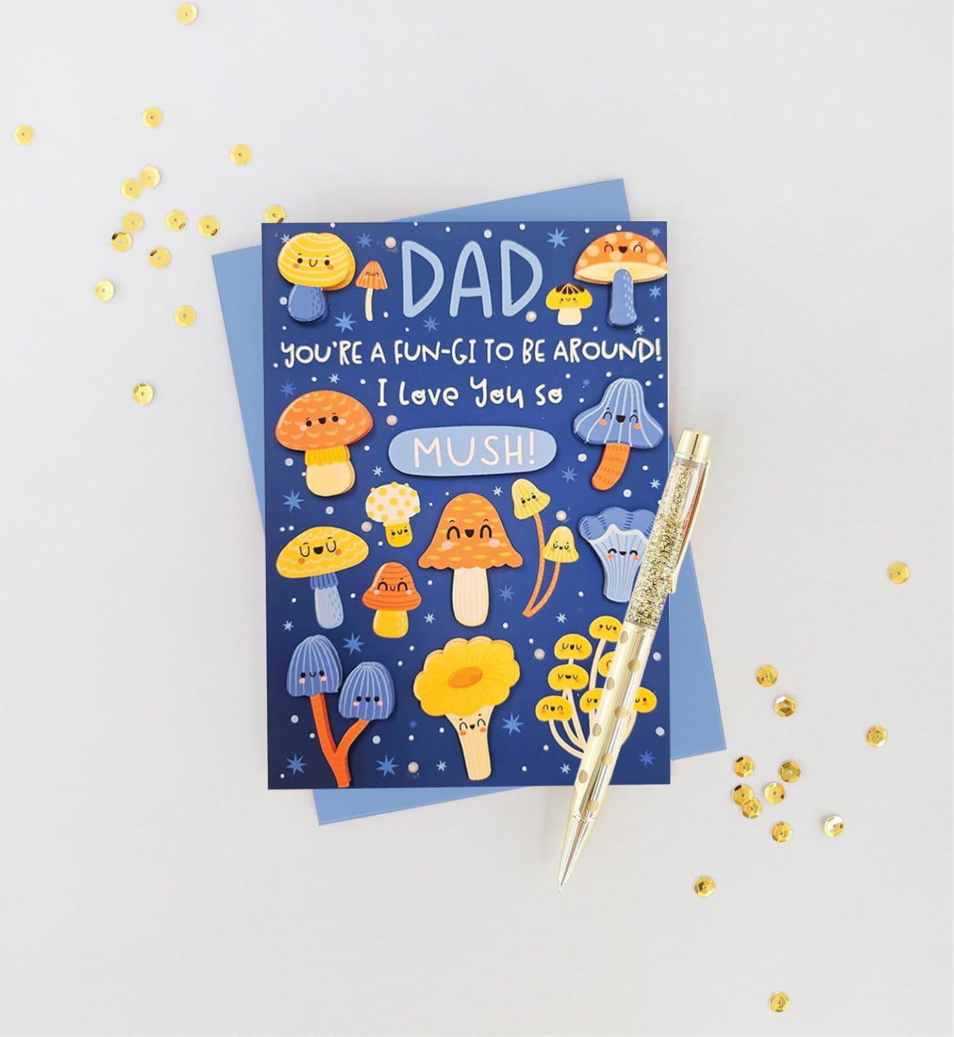 Graphique Mushroom Dad Handmade Card, Happy Father’s Day Card for Dad, 5" x 7" - Image 5