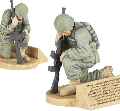 Dicksons Soldiers Prayer, Kneeling in Uniform 4.5 x 5.5 Resin Stone Tabletop Figurine
