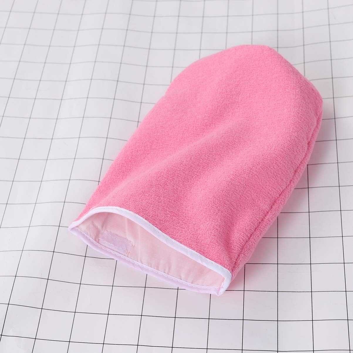 CALLARON 2 Pairs Paraffin Wax Gloves for Hands Feet Cloth Heat Retention Mitts Snap Closure Pink
