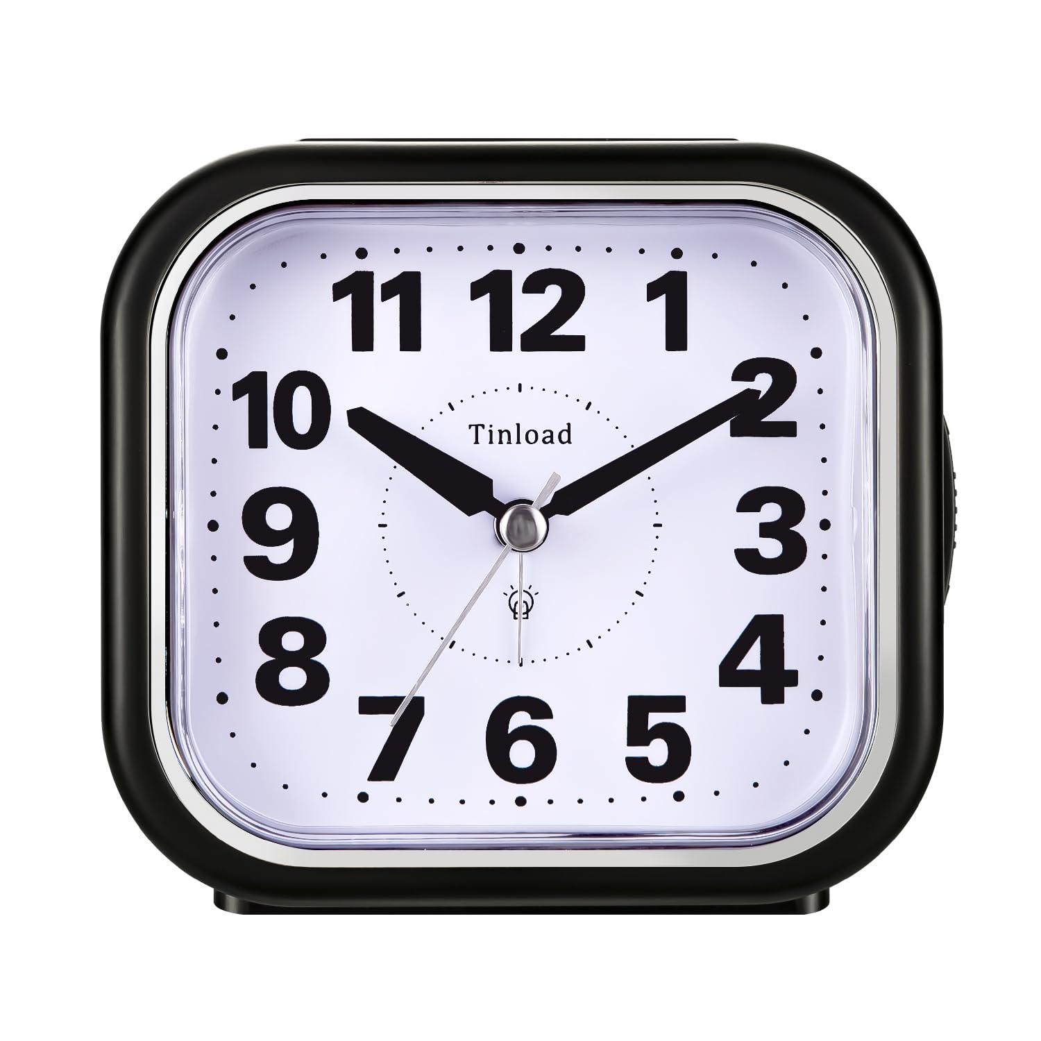 Photo 1 of Tinload 4.3" No Ticking Analog Alarm Clock,Silent Readable for Seniors,Easy to Set,Gradual Rise Alarm,Big Numbers,On/Off Switch on Side,Gentle Wake,Snooze,Lighted on Demand,Battery Operated,Black