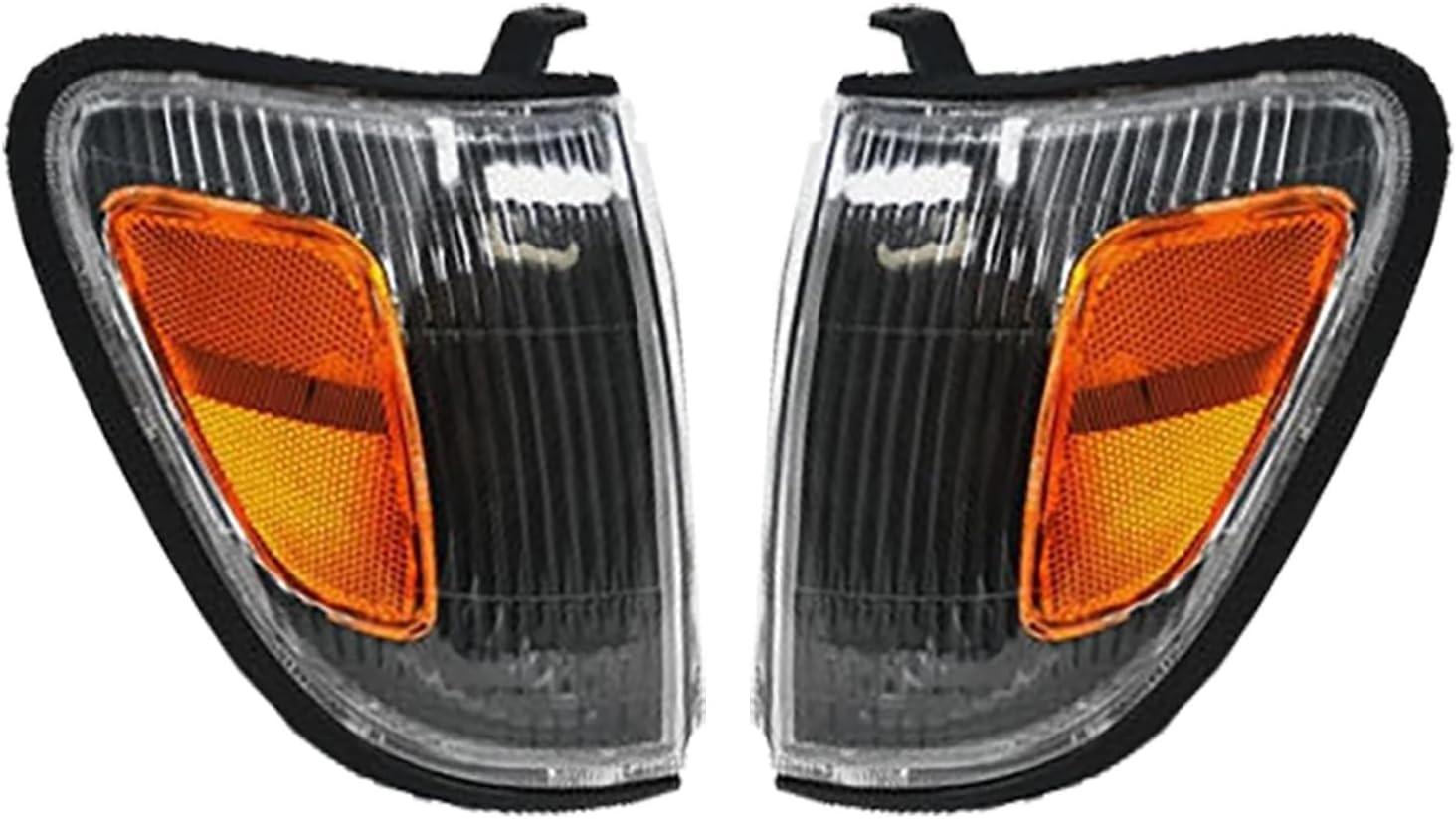 4Pcs Headlight Corner Light Assembly For 1997 1998 1999 2000 Toyota Tacoma Halogen Head Light Headlamp with Bulbs,Driver & Passenger Side Replace,Black Housing Amber Corner