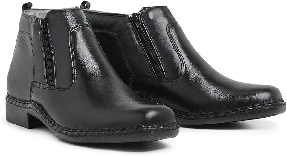 Botina Social Ortopédica Bota Antiestresse Couro Palmilha Gel Preto