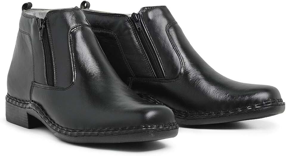 Botina Social Ortopédica Bota Antiestresse Couro Palmilha Gel Preto