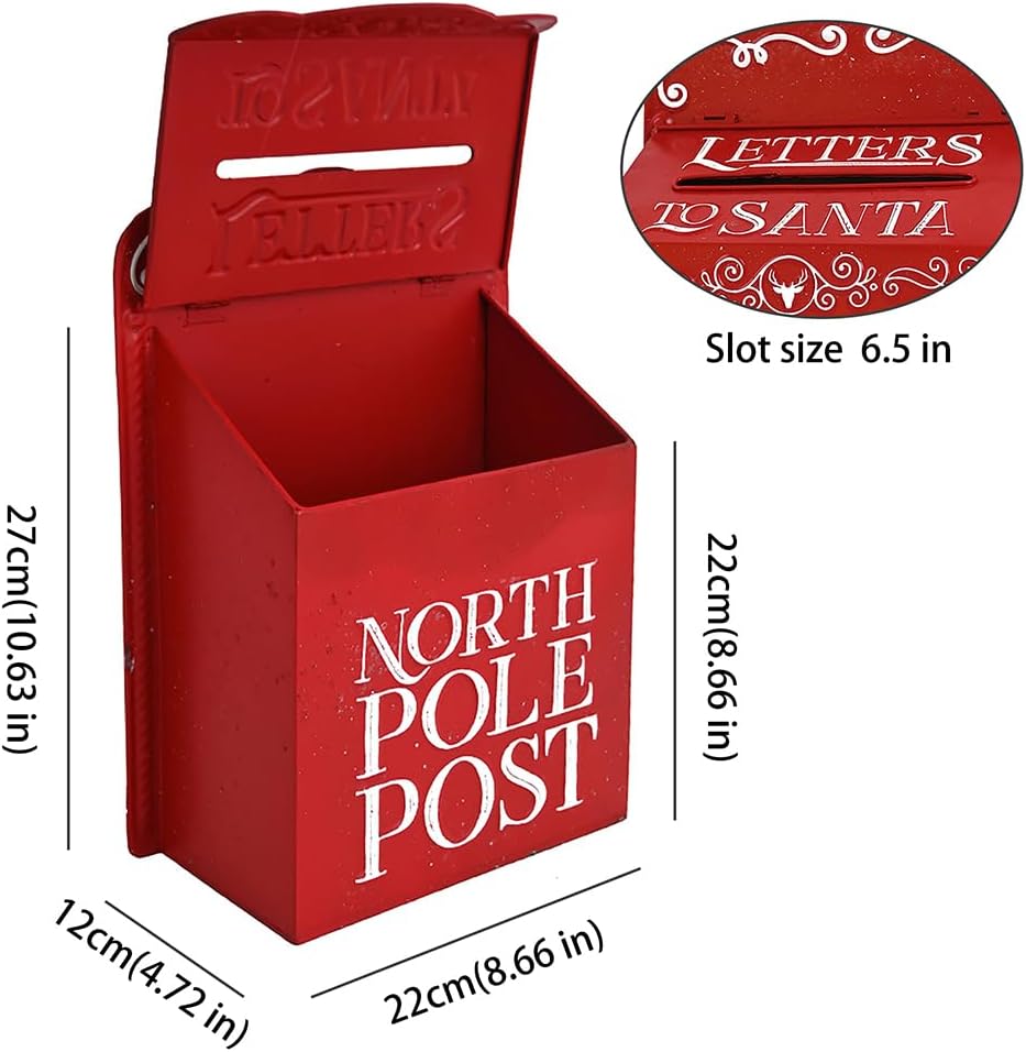 Xmas Letters to Santa Mailbox Christmas Wall Mount Mailboxes for Outside North Pole Post Vintage Mailbox Decoration Christmas Home ​Decor