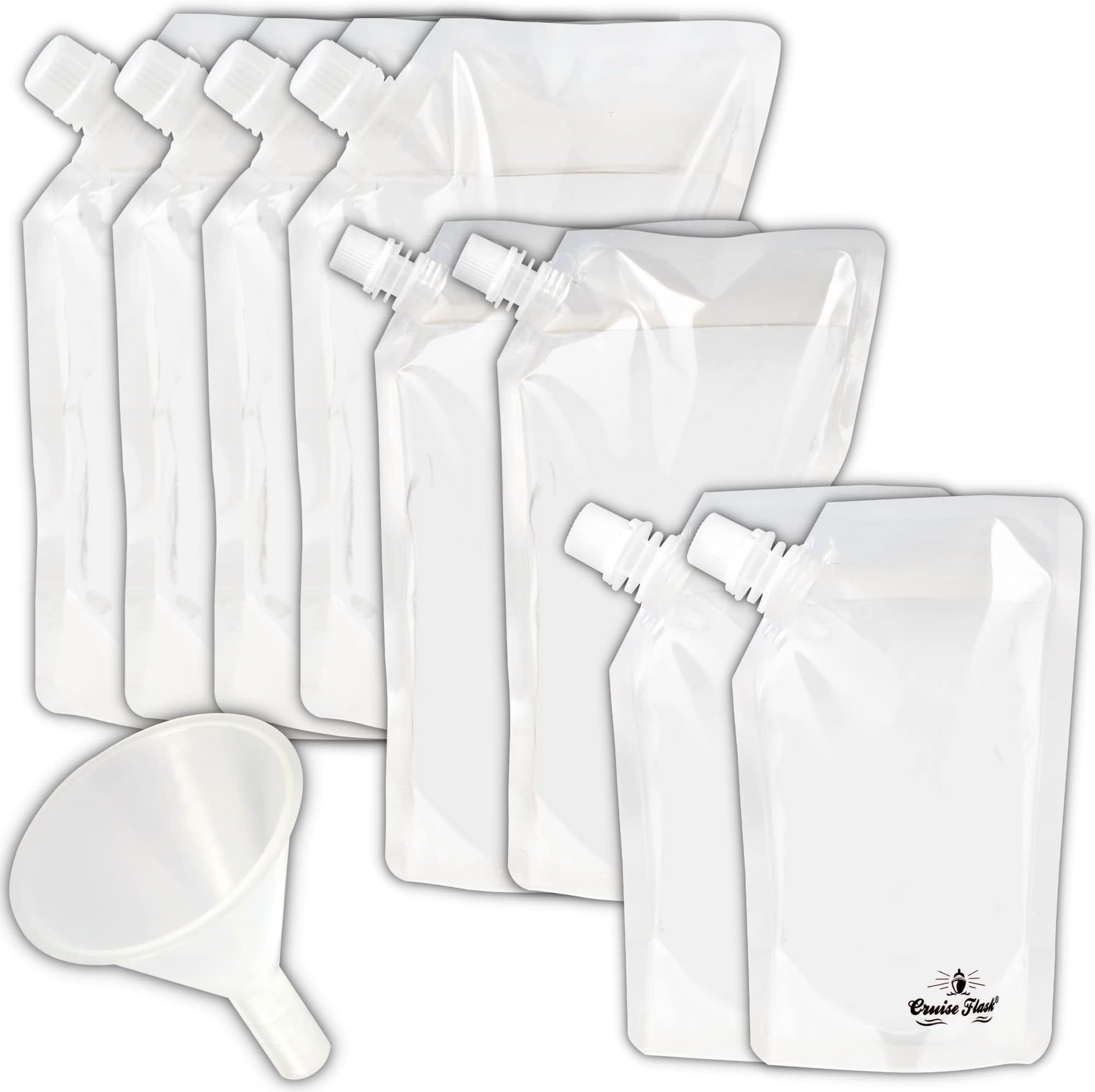 Concealable And Reusable Cruise Flask Kit - Sneak Drinks Anywhere - 4 x 32 oz + 2 x 16 oz + 2 x 8 oz + 1 funnel