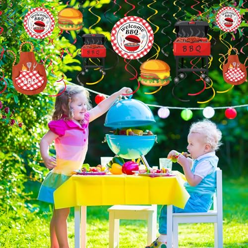 Image of Ireer 54 Pcs Summer Picnic Party Hanging Decor Picnic Birthday Hanging Swirl BBQ Decoration Swirls for Barbecue Decor for Birthday Carnival Summer BBQ Party Supplies Decoration (Basic)