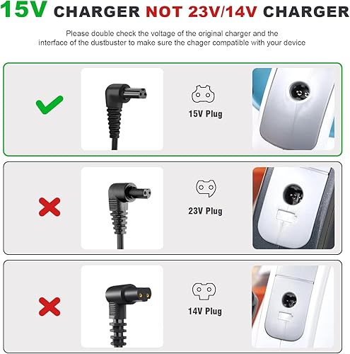 Miniatura 4 de Cargador de 15 V compatible con Black and Decker 90627870 Dustbuster Aspiradora de mano HHVI315JO42 HHVI320JR02 HFVB320J27 HLVA320JS10