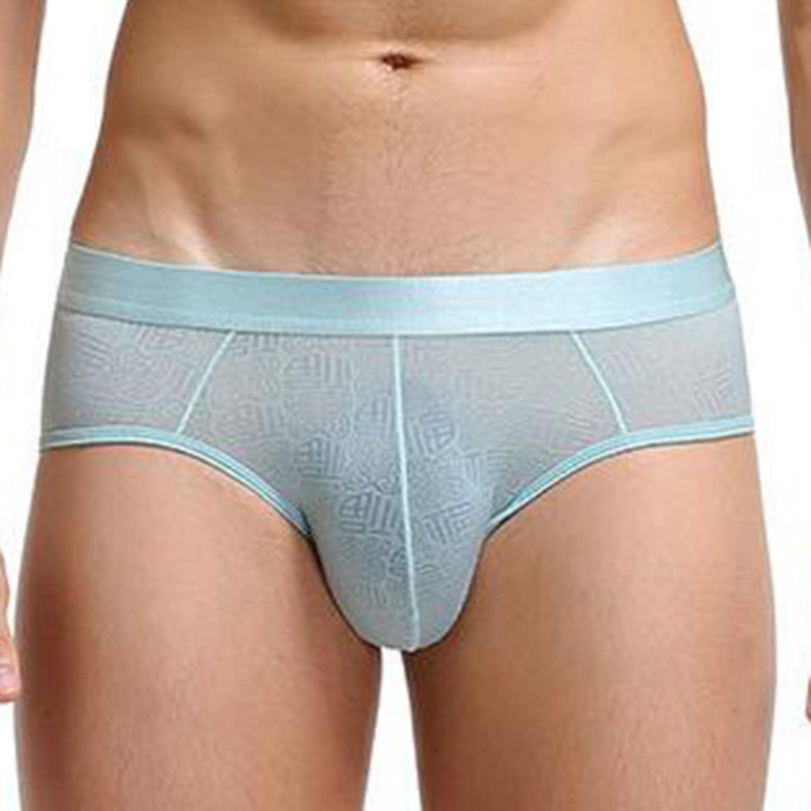 Calzoncillos/slips para hombre súper suaves y cómodos de seda helada con malla transparente, diseño estampado, sexy, exótico y de cintura baja
