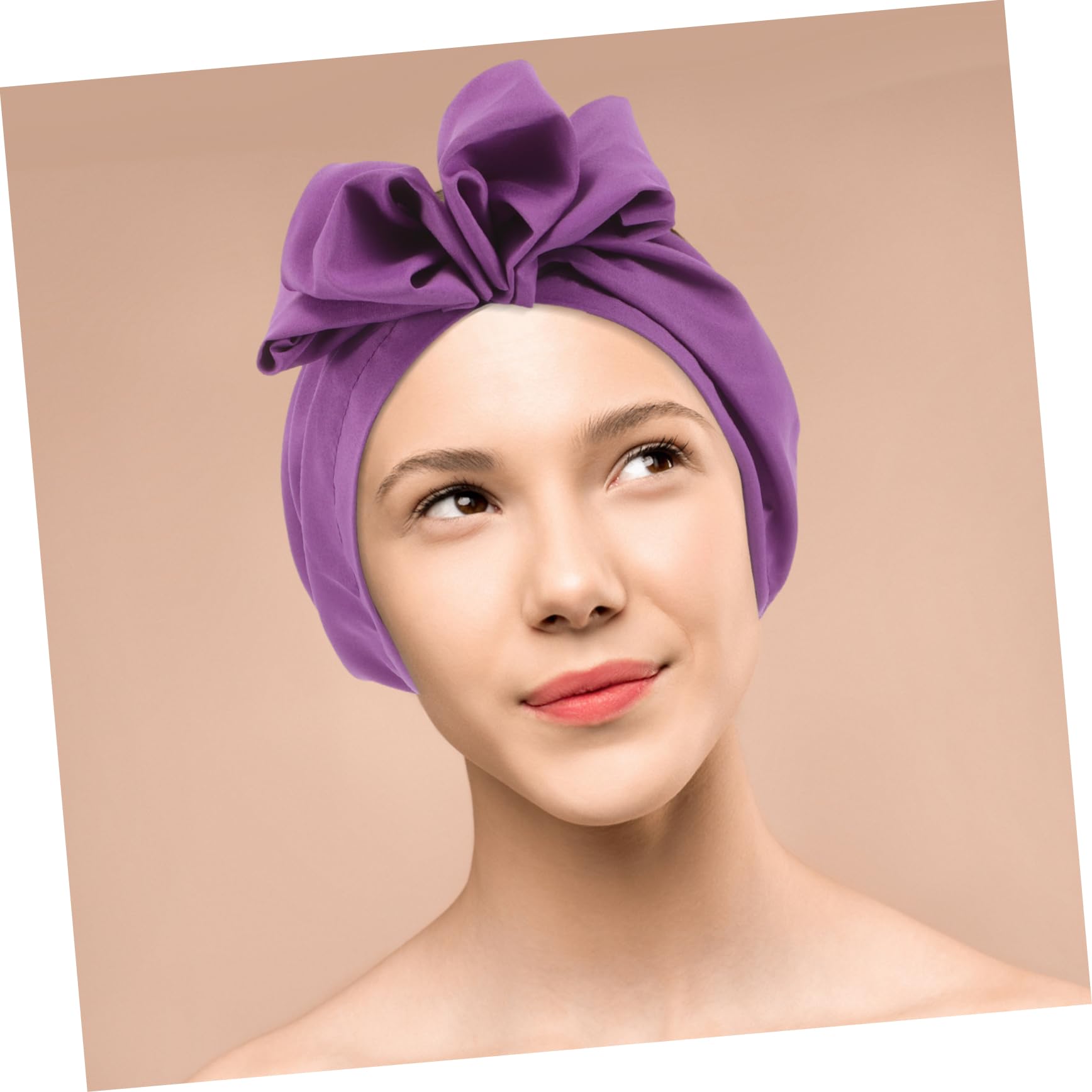 SHERCHPRY Women's Elastic Turban Hat Decorative Floral Design Lightweight and Comfortable Headwear for Occasions Purple