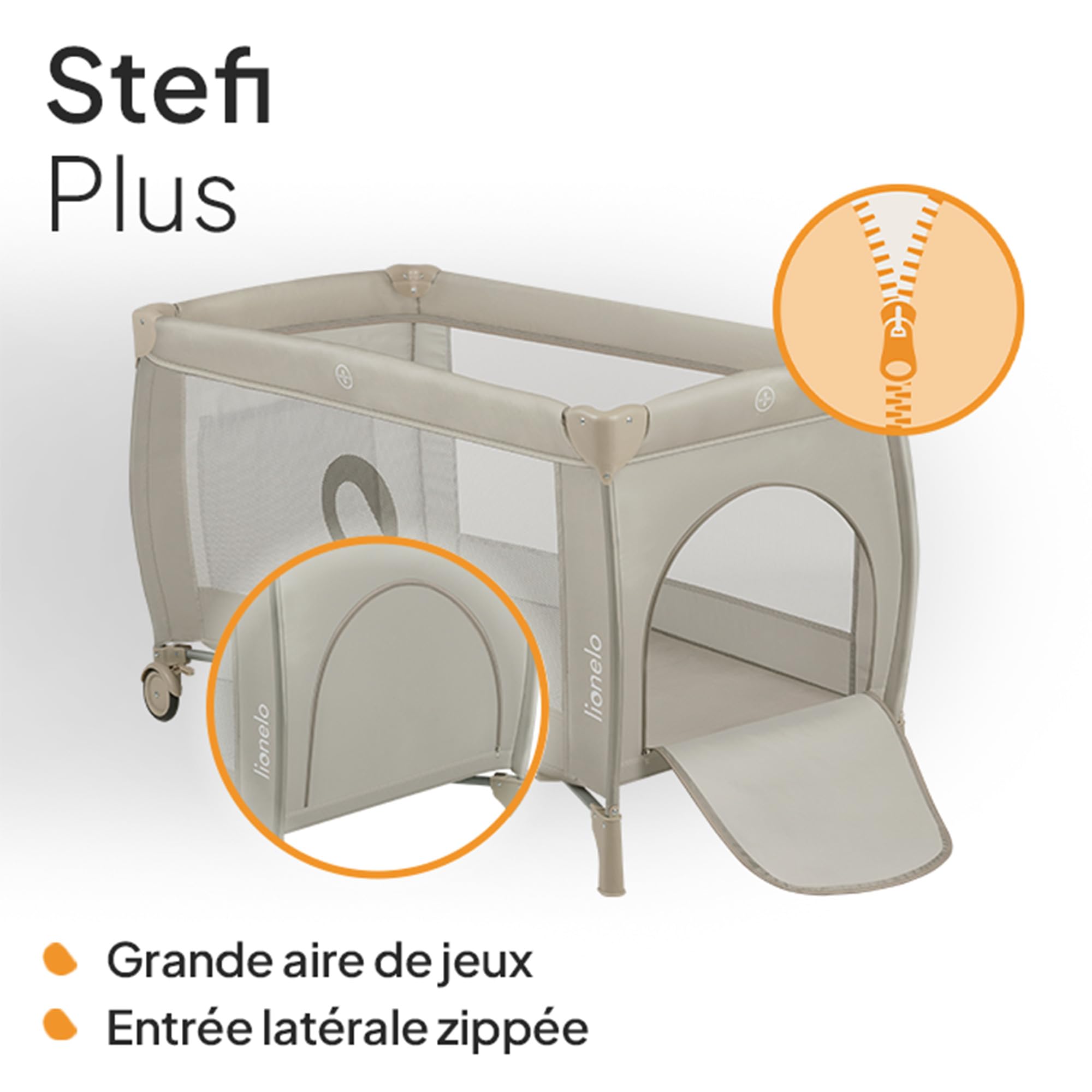 LIONELO Stefi lit bebe bebe LockGuard 15 kg entrée latérale pliage rapide sac de transport Beige