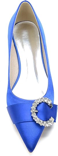 Trouwschoenen Flats voor bruid, slip-on satijn Ballet platte schoenen Jurk Platform Pumps Lage hak Dames Strass Hof feestschoenen,Zilver,41 EU
