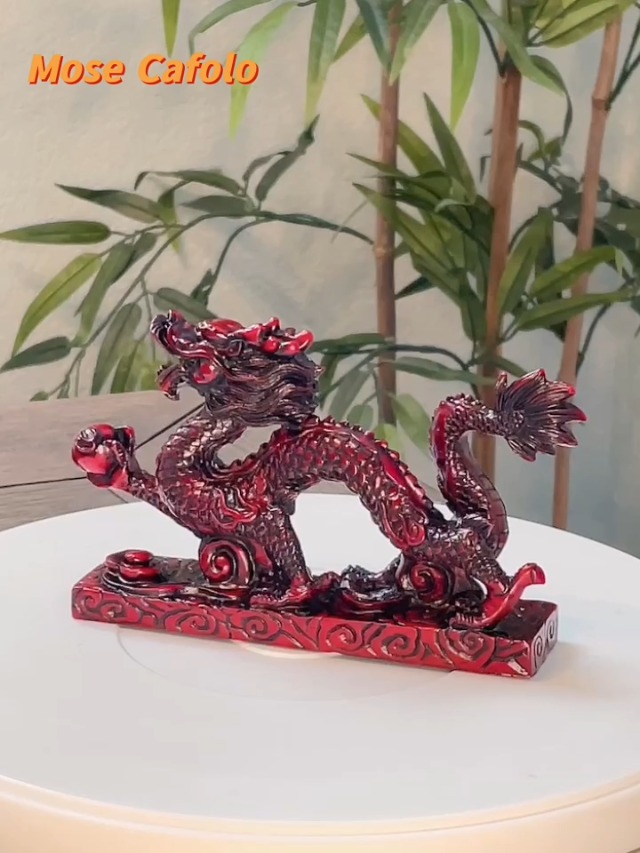 Amazon.com: Mose Cafolo Red Wooden Color Feng Shui Dragon Figurine