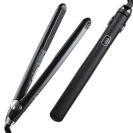 TYMO SWAY Hair Straightener with 10s Fast Heating, 1 Inch Professional Flat Iron Curling Iron in One with 32 Adjustable Temp, Automatic Shut Off, Dual Voltage