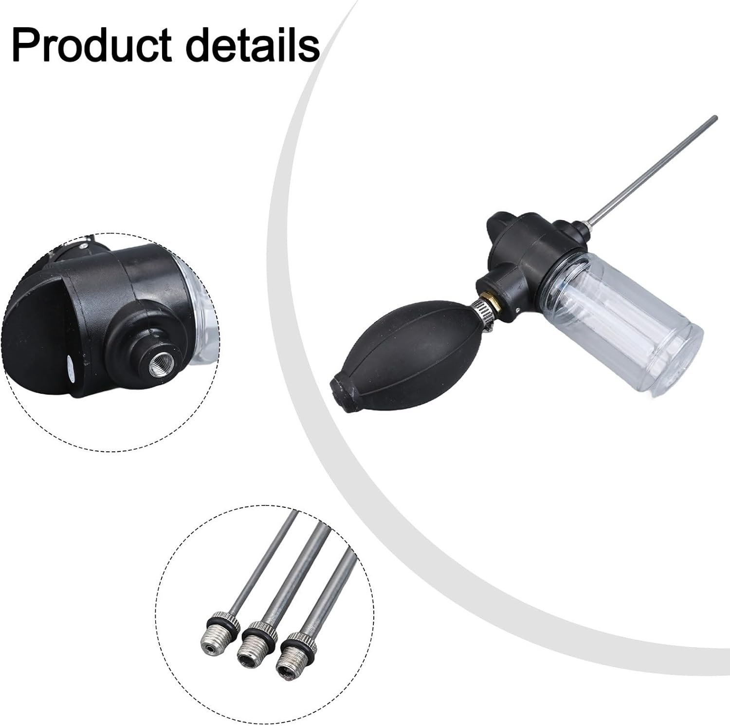 Flies Control Bulb Duster 150ml with 3 Stainless Steel Nozzles Easy Operation Silicone Body for Termite Removal Agricultural Forestry or Home Garden Use Black