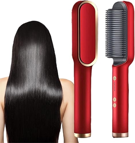 Peine alisador de pelo de iones negativos con 5 temperaturas, cepillo alisador de pelo de iones negativos mejorado, cepillo alisador de cabello 2 en