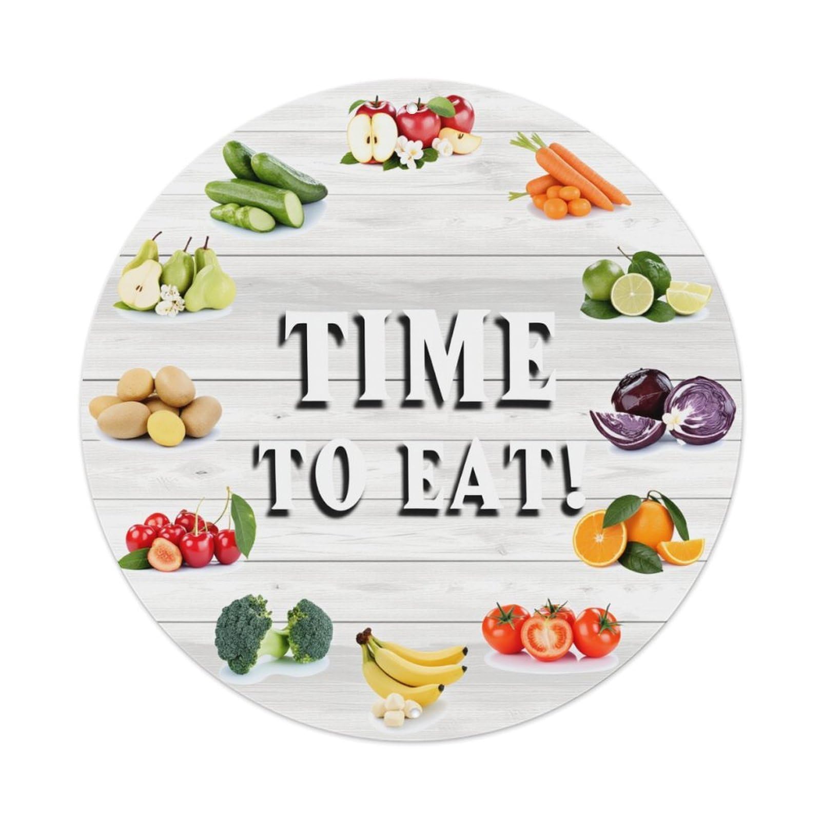 Fruits Vegetables Fresh Healthy Eating Round Tin Sign Vintage Metal Poster, Home Bar Garage Man Cave Cafe Indoor & Outdoor Wall Decoration 8x8Inches