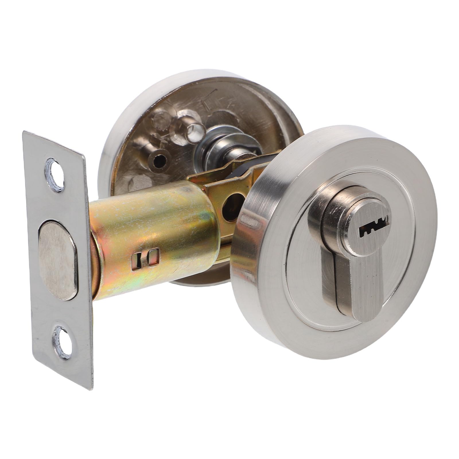 Serrure à pêne dormant ronde pour porte de chambre et salle de bain en alliage de zinc