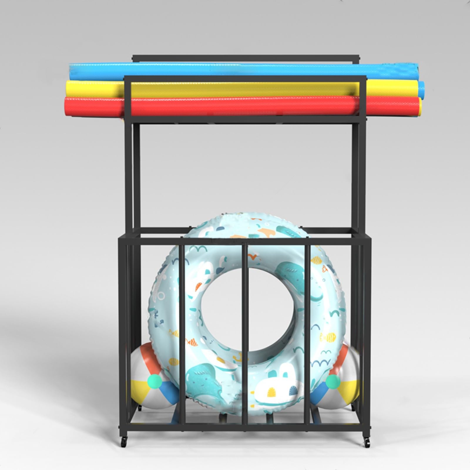 Carrello resistente a bordo piscina per noodles, palline da spiaggia e attrezzatura da piscina, organizza in modo efficiente la tua area piscina