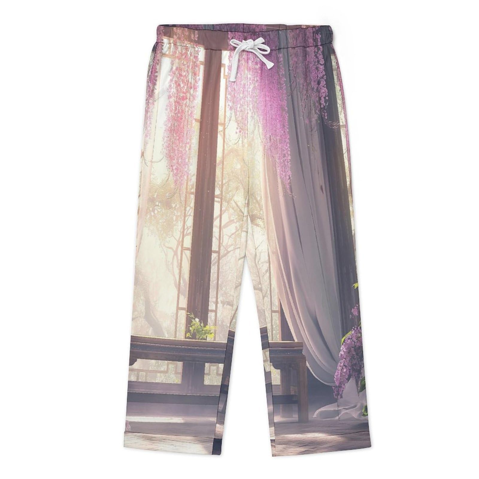 OLEETS Pigiama A Maniche Lunghe da Uomo - Vista dalla Finestra Top E Pantaloni in 2 Pezzi Pigiama Casual E Ampio A Maniche Lunghe Morbido Autunnale E Invernale.