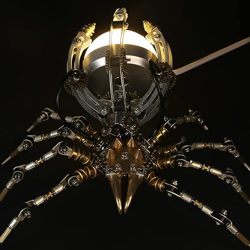 Miniatura 6 de Araña de rompecabezas de metal 3D con lámpara, kit de montaje para adultos, adornos de mesa