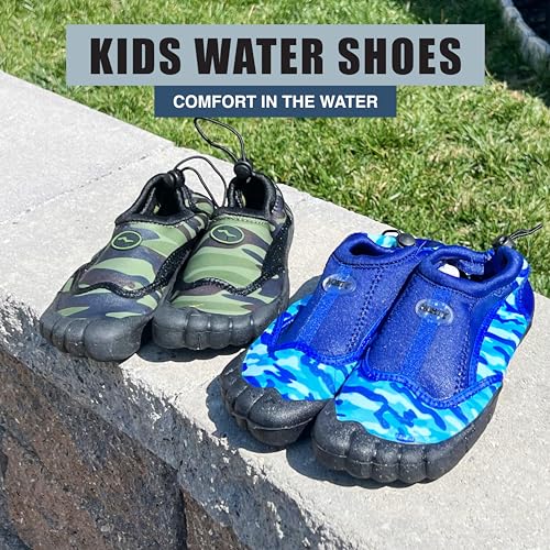 NORTY Water Shoes for Boys and Girls - Swim Socks for Beach, Boat, and Pool - Skeletoe Barefoot Design - Cruise Ship Essentials for Kids - Hiking and Camping Footwear - Grey Shark,Size 13