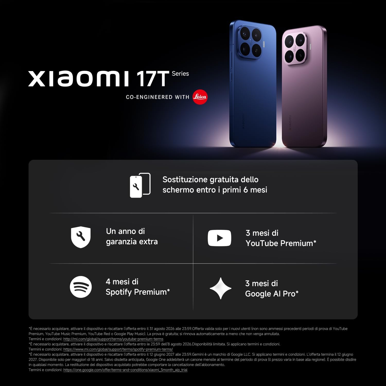 XIAOMI 17T,Smartphone 12+256 GB,Display Eye-Care da 6,59" a 120 Hz,MediaTek Dimensity 8500,Batteria al silicio-carbonio da 6500 mAh (tip.),Teleobiettivo Leica 5x,HyperCharge da 67 W,Nero