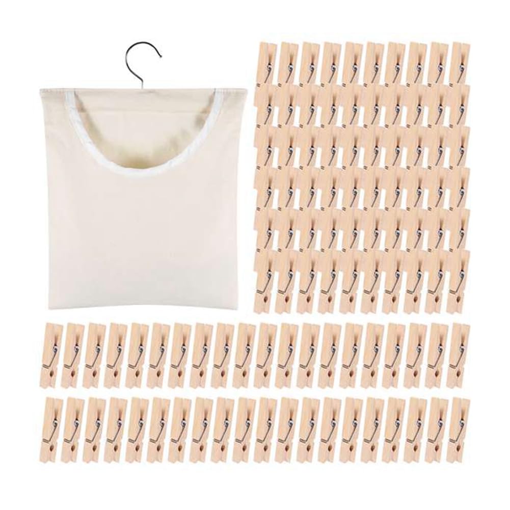 Osmond Clothespin Bag, Semi-Closed Canvas Clothespin Storage Hanger Bag, Hanging Storage Organizer Laundry
