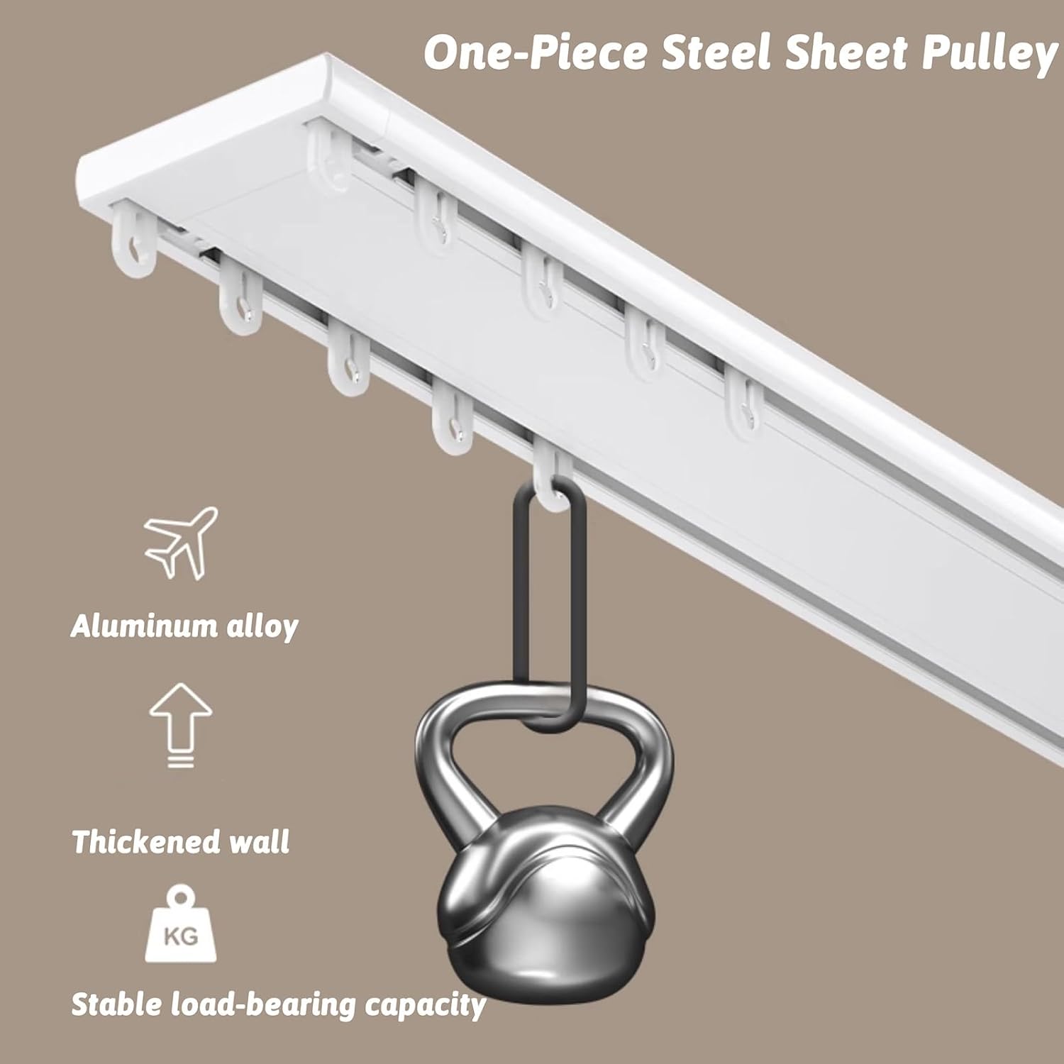 Heavy-Duty Double Row Ceiling Track for Curtains - Versatile Room Divider, Ideal for Privacy Curtains, RVs, Shower Curtains, Garages & Sliding Doors (Black, 460cm/4 x 115cm)