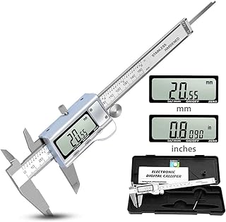 Digital Caliper, IROMEOU 6 Inch Electronic Vernier Calipers Measuring Tool Stainless Steel Electronic Micrometer Caliper 150mm/0-6 inch with Large LCD Screen, Inch/Metric Conversion