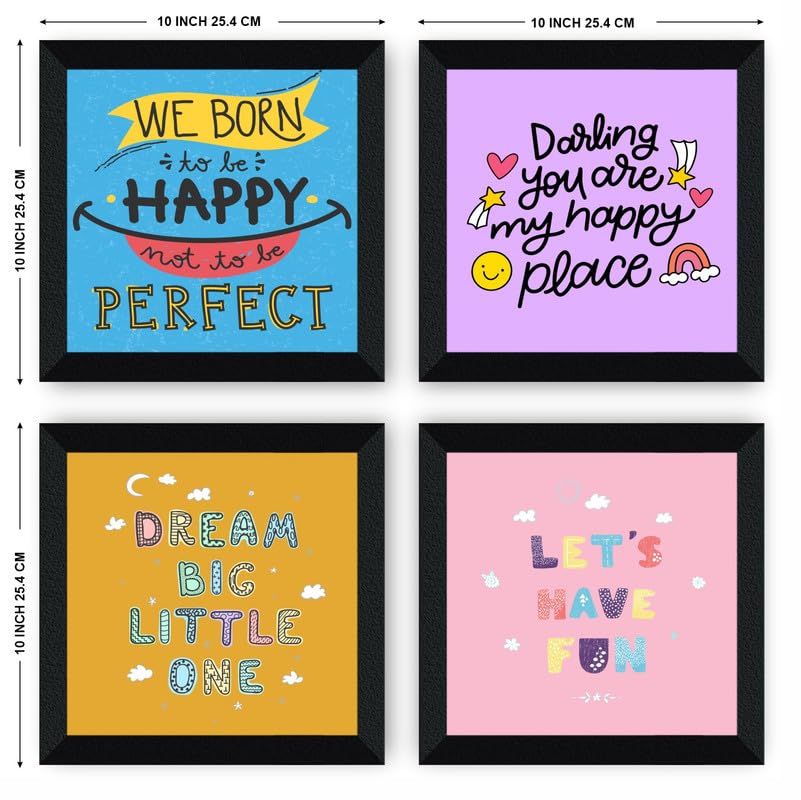 Livin'luxe Kids Nursery Wall Art Set of 4 | Cute Motivational Quotes for Children | Premium MDF Framed Prints | Baby Room Playroom Bedroom Wall Decor 20 Inch x 20 Inch 3