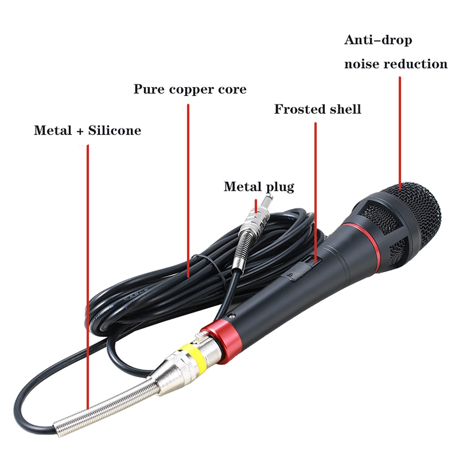 Mikrofon Profesjonalny dynamiczny mikrofon przewodowy kardioidalny dynamiczny wokal karaoke mikrofon metalowy ręczny mikrofon z przełącznikiem, 9,8/16,4 ft XLR do 1/4" kabel mikrofony bezprzewodowe