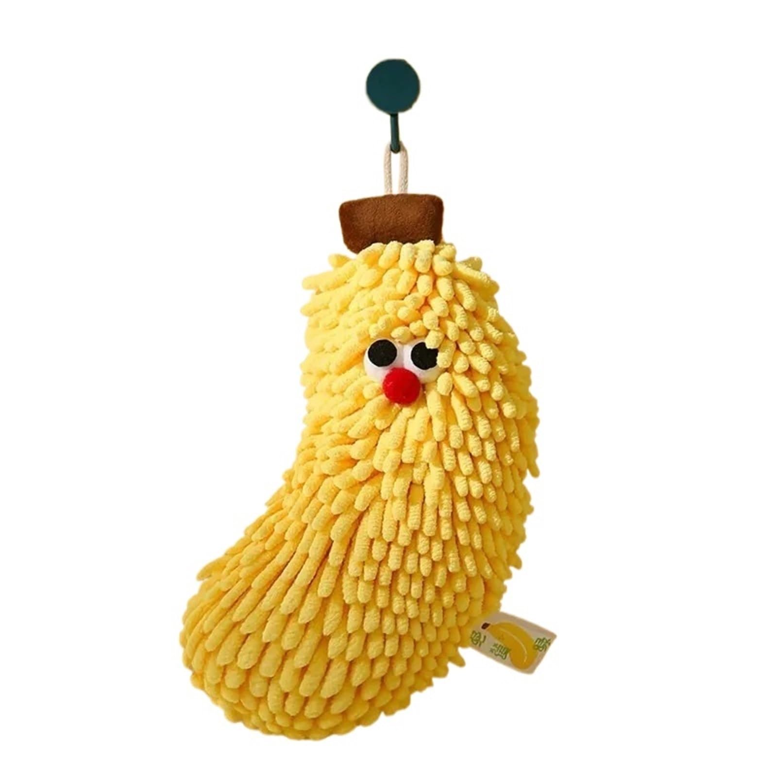 FGUJSUR Hand Towels 1pc Hand Towel For Kitchen And Bathroom Banana/Strawberry Shaped Hanging Washcloth Chenilles Cloths Soft Absorbent(Color1)