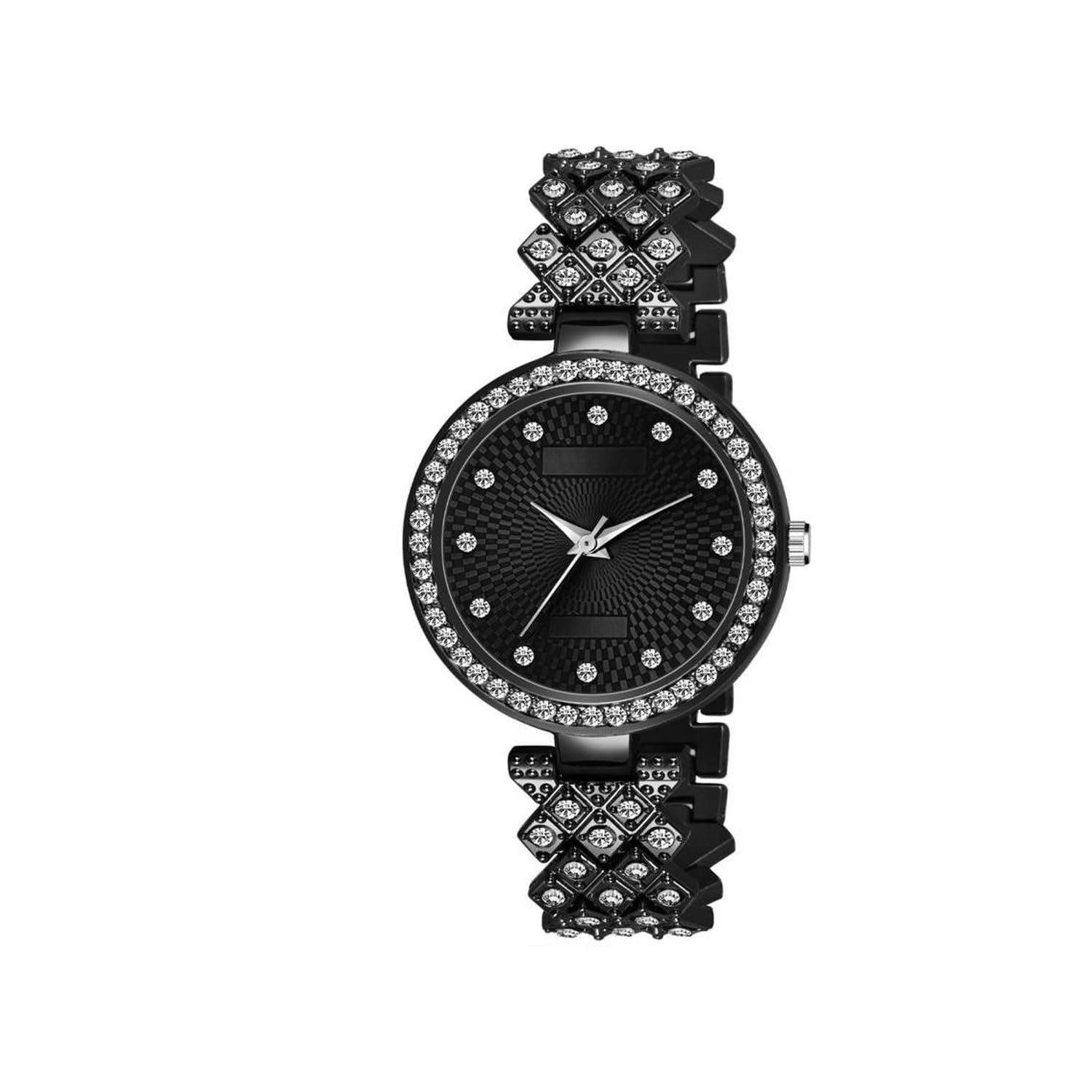 Trendaddy Women Metal Black Round Dial Shape Quartz Wrist Watch | Fancy Watches Gift Item for Birthday, Anniversary, Loving Partner (B0CJMD8LTR) Amazon Price History, Amazon Price Tracker